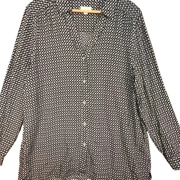 J Jill Women’s Gray Black Button Up‎ Shirt Long Sleeve Rayon Career Casual Large - Picture 3 of 7